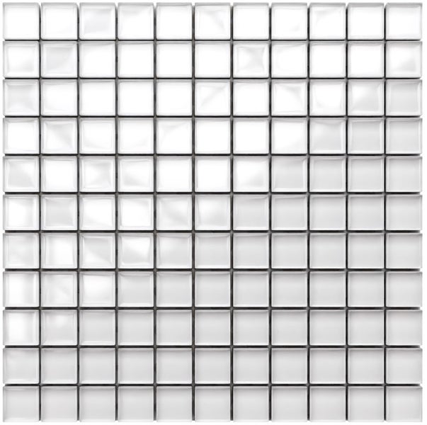 Glasmosaik auf Netz für Bad und Küche 30cm x 30cm  - Perfect white