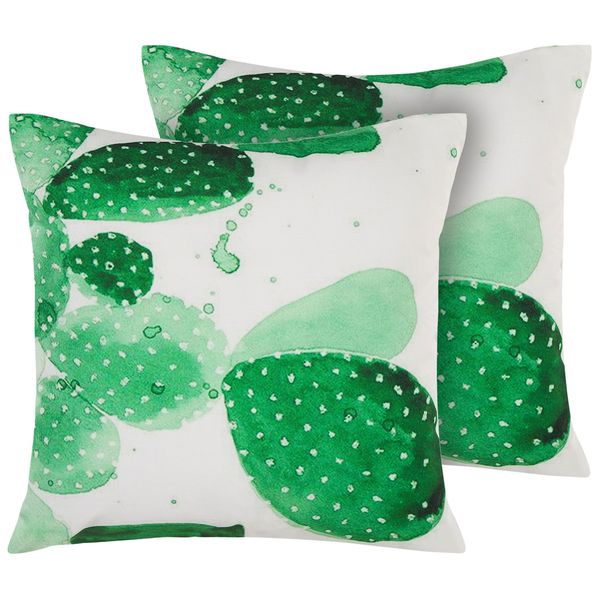 Gartenkissen 2er Set OSTINA Pflanzenmuster 45 x 45 cm Grün