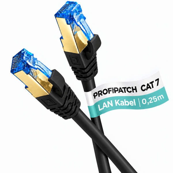 Profipatch Netzwerkkabel Kategorie 7 mit RJ45 Stecker, Laenge 0,25 Meter