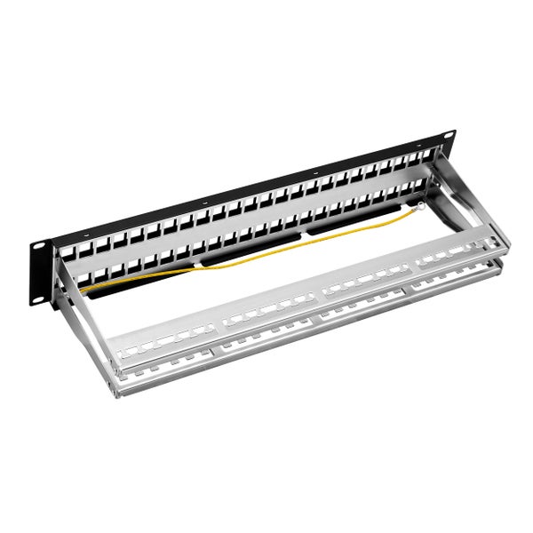 ProfiPatch Patchpanel Patchfeld 19 Zoll 24 Port Verteilerfeld für Keystone Module Rackeinbau 1HE schwarz