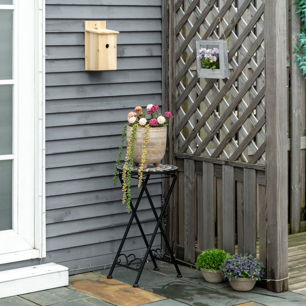 Outsunny Pflanzenständer Ø36 x 67 cm Blumenständer Pflanzenhalter klappbar rund für Balkon Steinmosaik Garten Indoor Outdoor mehrfarbrig
