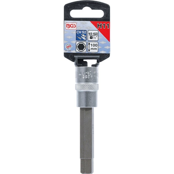 BGS Bit-Einsatz Länge 100 mm Antrieb Innenvierkant 12,5 mm (1/2) Innensechskant 11 mm - 4266