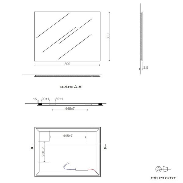 LED Badezimmerspiegel 60x80 Hintergrundbeleuchtet und Umkehrbar