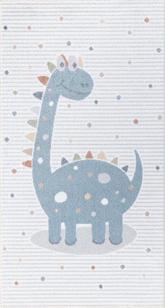 Maschinenwaschbarer Kinderteppich Dinosaurier Beige/Grau 80x150 cm DINO
