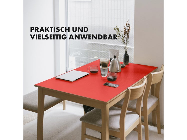 FLOORDIREKT Tischfolie Empire - mit abgeschrägter Kante - 1,5 mm Stärke - Rot - 80 x 235 cm