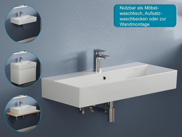 Waschtisch zur Möbelmontage, als Aufsatzwaschbecken oder zur Wandmontage