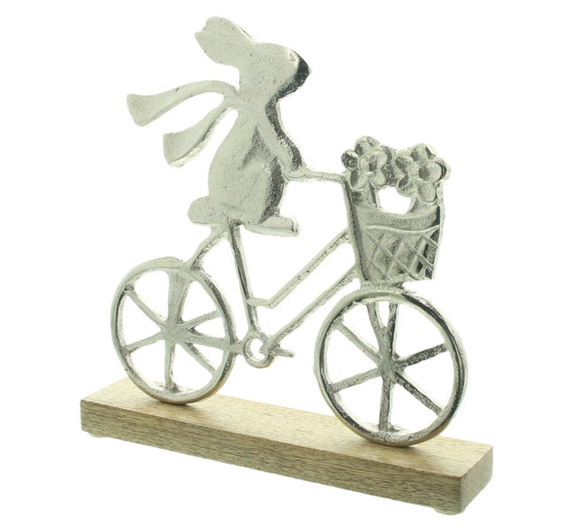 FRANK FLECHTWAREN|Hasendeko Spritztour, 20 x 4 x 20,5 cm, ALUMINIUM, MANGOHOLZ