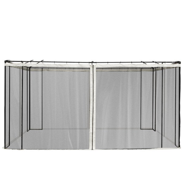 Outsunny Moskitonetz für 3x4 m Pavillon, 4 Seitenteile Fliegennetz mit Haken, 352L x 207H cm, Nylon-Mesh, Schwarz