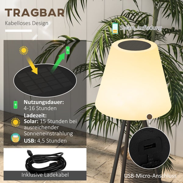 Produktbild von Outsunny Solar Stehlampe Outdoor Stehleuchte 137 Cm Hoch, USB