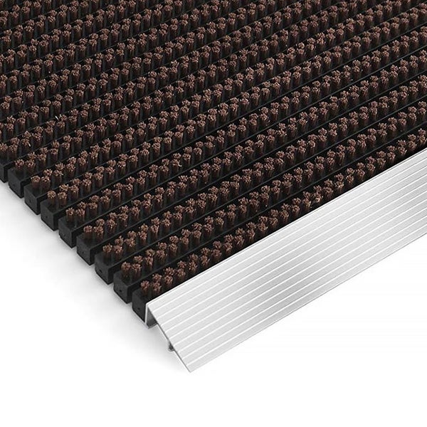 FLOORDIREKT Fußmatte - Profi Brush - Schmutzfangmatte mit Alu-Rahmen - Braun 40 x 60 cm