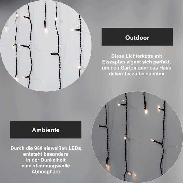 Eiszapfen Lichterkette für den Außenbereich mit LED Lichtern.