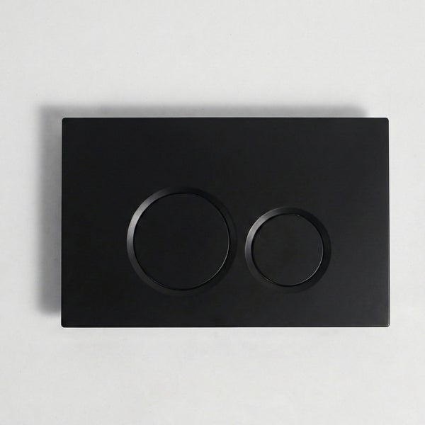 Schwarze Betätigungsplatte für die Toilettenspülung mit zwei Tasten