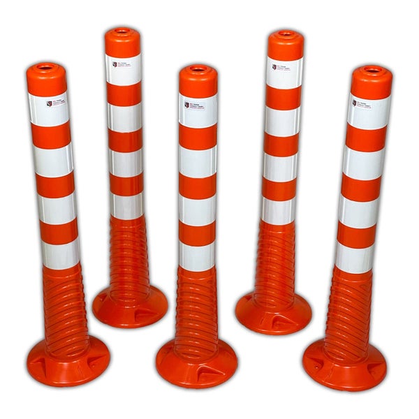 UvV Absperrpfosten Ecoline flexibel 75 oder 100cm orange mit Reflexstreifen inkl. Befestigungsmaterial / 1 / 100cm