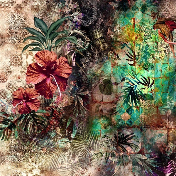 Dekoratives Muster mit Blumen und Blättern