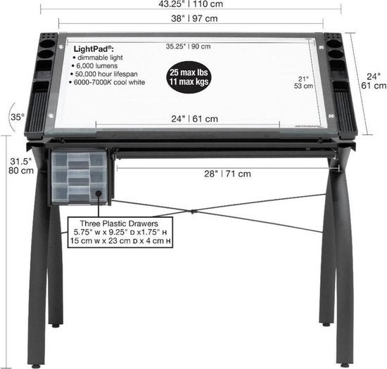 Studio Designs Futura Light Table – Zeichentisch mit Leuchtkasten