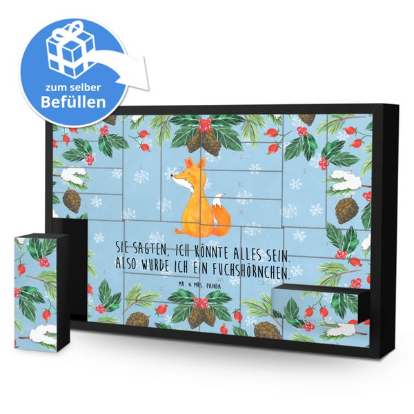 Mr. & Mrs. Panda Befüllbarer Adventskalender Einhorn Fuchs - Blau Pastell