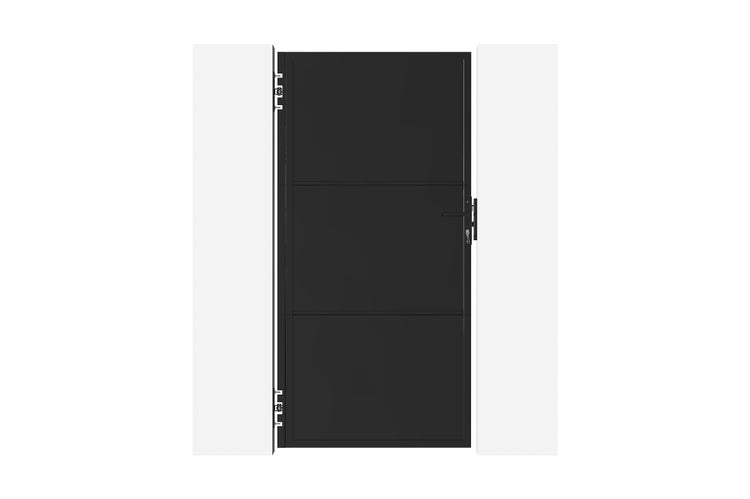 Gartentür aus Metall mit Griff und Schloss