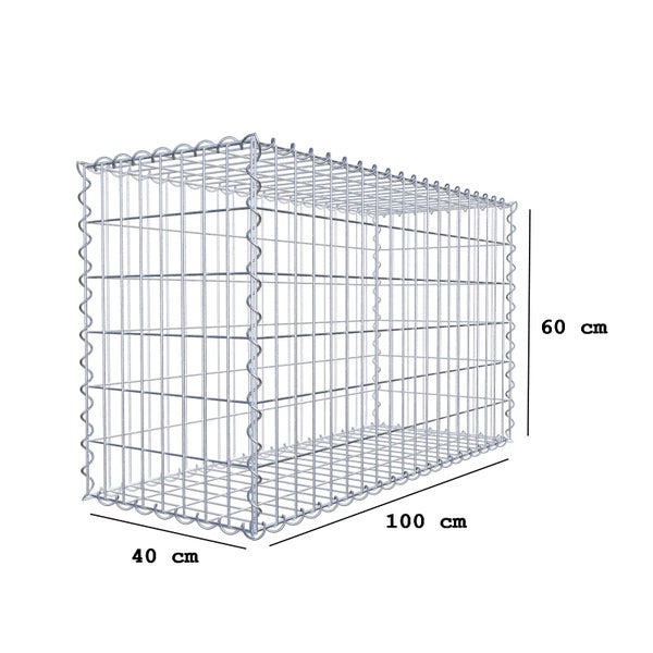 Gabione 100 cm x 60 cm x 40 cm (L x H x T), Maschenweite 5 cm x 10 cm, Spirale