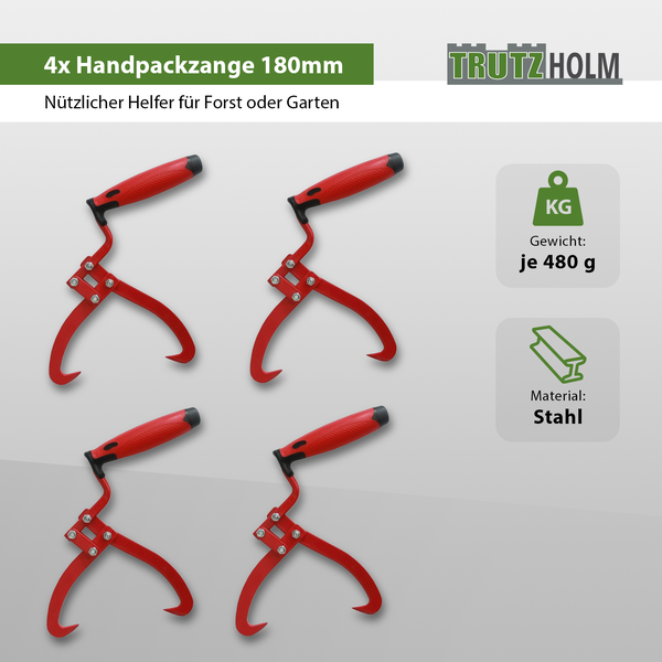 4x Packzange Handhebehaken Sappie Holzgreifer Forstzange