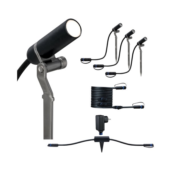 Plug & Shine Set Smart Home Zigbee 3.0 LED Gartenstrahler Plantini IP65 3000K 3x2W 21VA Anthrazit