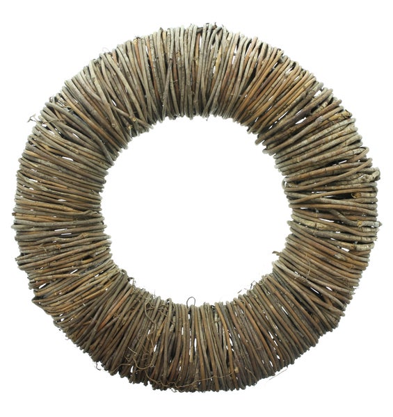 FRANK FLECHTWAREN|Kranz Natur, Ø 36 x 9 cm, RATTAN, METALL