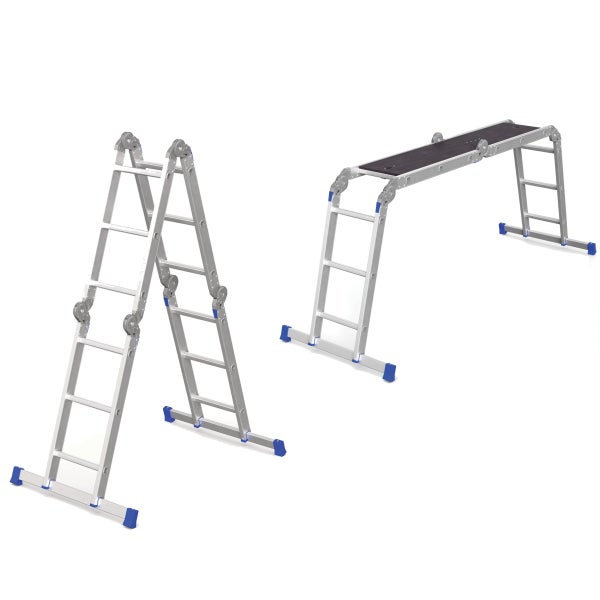 Mehrzweckleiter aus Aluminium in zwei verschiedenen Konfigurationen