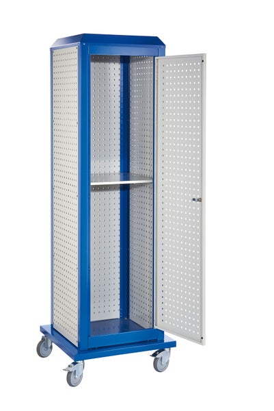 Rollbarer Werkzeugschrank mit Lochwand und offener Tür