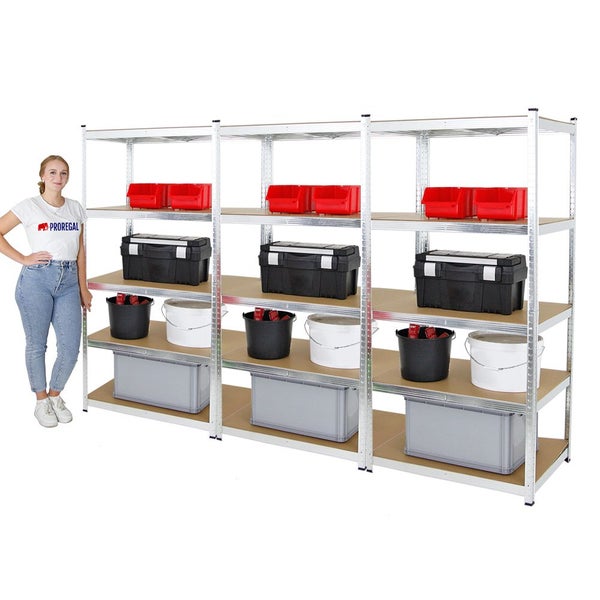 PROREGAL Mega Deal 3x Schwerlastregal Giant Ragnar HxBxT 200 x 100 x 50 cm Fachlast 175 kg Verzinkt