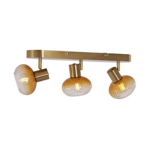 Deckenleuchte mit drei Strahlern und Glasschirmen