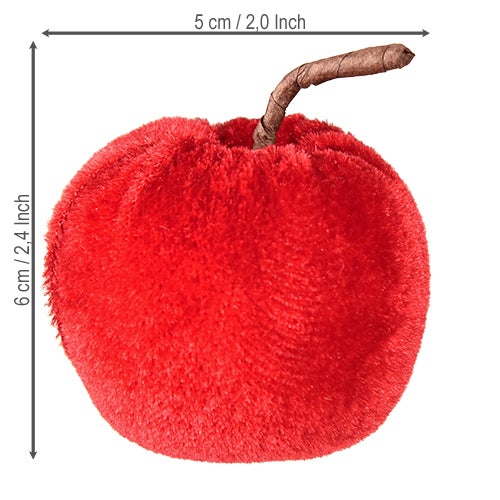 Dekorativer Apfel mit Stiel, circa 6 cm hoch