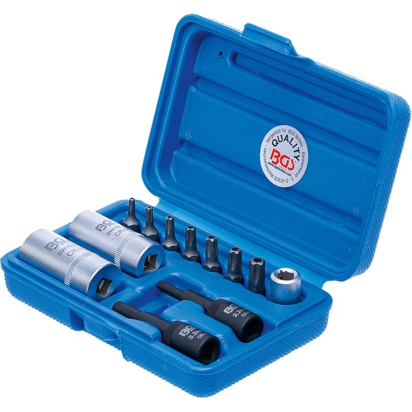 BGS Werkzeugsatz mit verschiedenen Bits und Steckschlüsseln in einer blauen Box