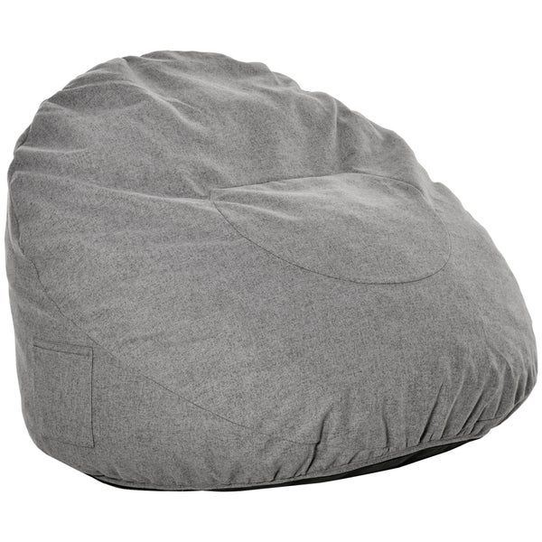 HOMCOM Sitzsack aufblasbares Sofa Bodensessel Sitzkissen gepolstert mit 2 Seitentaschen waschbar für Wohnzimmer Liege Schlafzimmer Polyester-Gewebe Schaumstoff-Füllung Dunkelgrau Ø115x71 cm