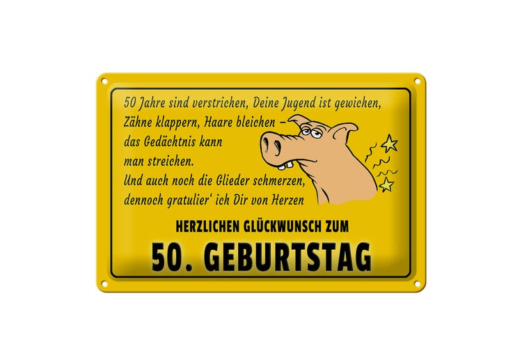 Blechschild Spruch 30x20cm Glückwunsch zum 50.Geburtstag