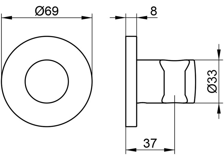 KEUCO Wandbrausehalter aus Metall, für Schläuche mit konischer Mutter, hochglanz-verchromt, Wandmontage, Plan S
