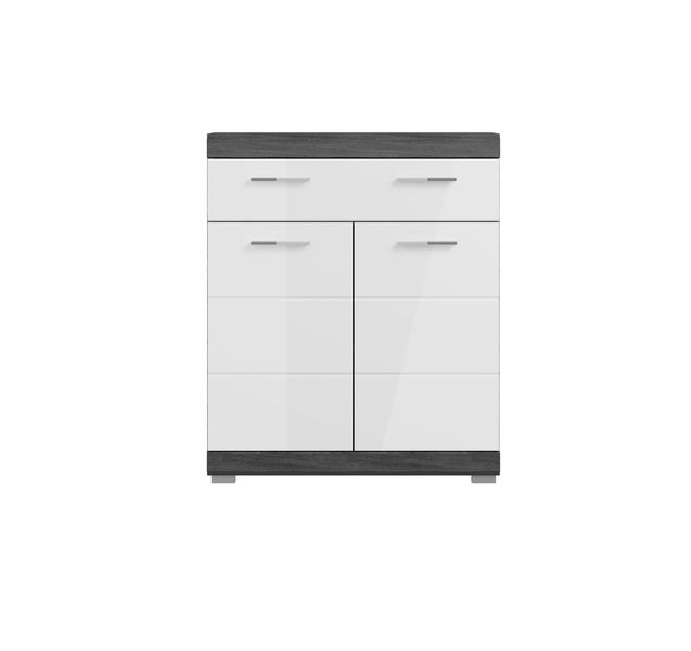 Scout Badschrank 2 Türen, 1 Schublade Hochglanz weiß,rauchfarbenen. 74 X 31 X 88 cm