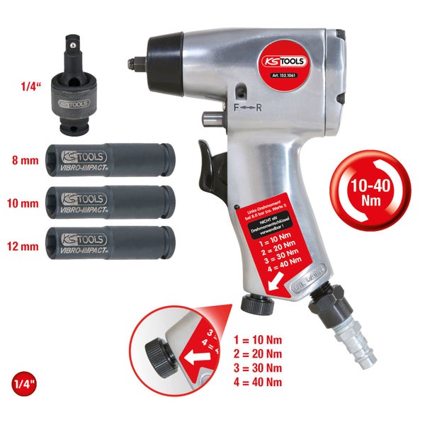 KS TOOLS 1/4 Glühkerzen-Druckluft-Vibrationsschrauber-Satz 5tlg. - 152.1060