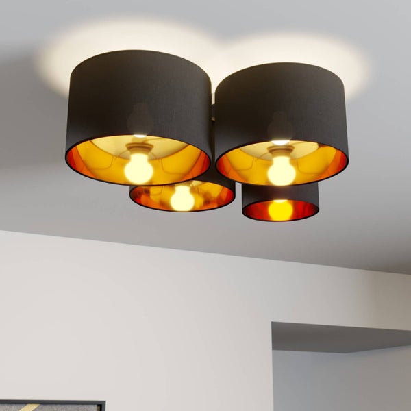 Lindby Deckenlampe Laurenz (Modern) in Schwarz aus Textil (4 flammig, E27) - Deckenleuchte Lampe Wohnzimmerleuchte