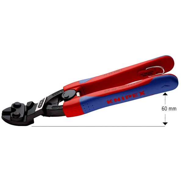 Knipex CoBolt® mit Befestigungsöse schwarz atramentiert, mit schlanken Mehrkomponenten-Hüllen, mit integrierter Befestigungsöse zum Anbringen einer Absturzsicherung 200 mm - 7122200TBK