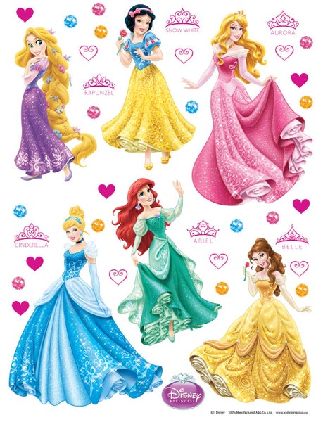 Disney Wandtattoo Prinzessinnen Blau, Gelb, Rosa und Lila - 85 x 65 cm - 600102