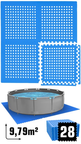eyepower Poolunterlage für 244 cm Pool - 28 EVA Matten - 1cm Unterlegmatten Set - Outdoor Unterlage