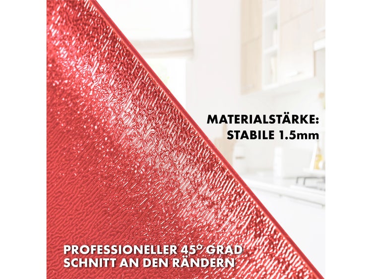 FLOORDIREKT Tischfolie Empire - mit abgeschrägter Kante - 1,5 mm Stärke - Rot - 80 x 235 cm