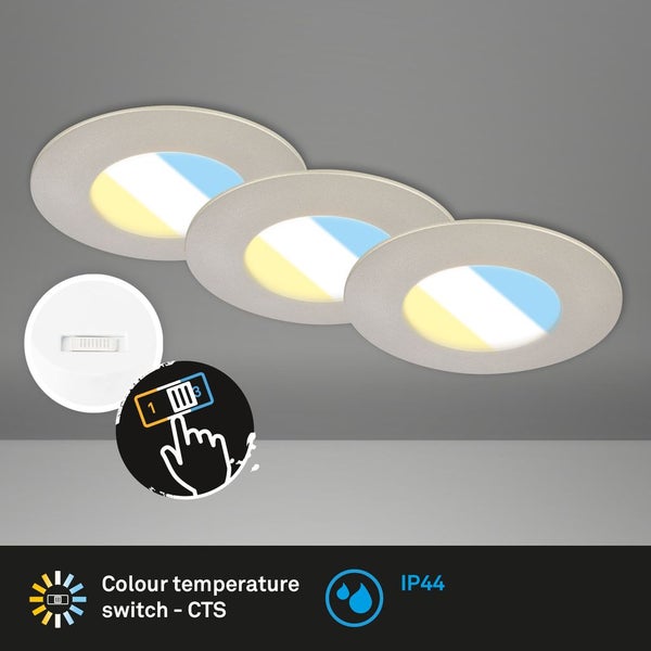 CTS LED recessed spots, set of 3, matt-nickel, 3xL