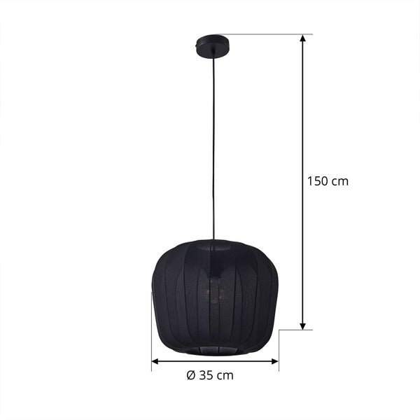 Lindby Pendelleuchte Helin (Modern) in Schwarz aus Textil (1 flammig, E27) - Hängeleuchte Esstischlampe Hängelampe Wohnzimmerleuchte