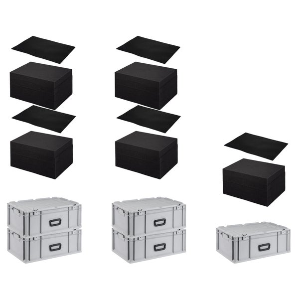 PROREGAL SparSet Eurobox 5 x NextGen Portable Mit Rasterschaumstoff und Schaumstoffeinlage HxBxT 23,5 x 40 x 60 cm 44 Liter Eurobehälter Transportbox