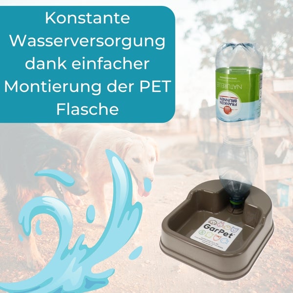 GarPet Wasserspender für Hunde und Katzen mit PET-Flaschen-Aufsatz