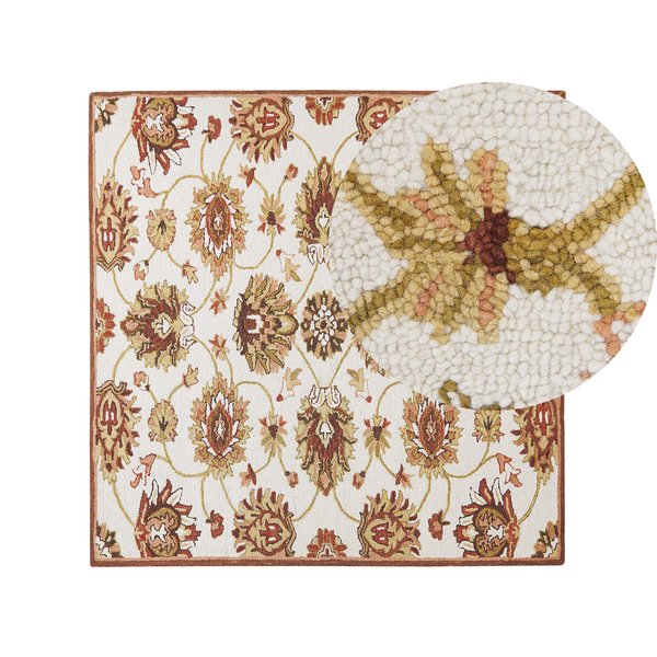Teppich EZINE Beige 200 x 200 cm Wolle