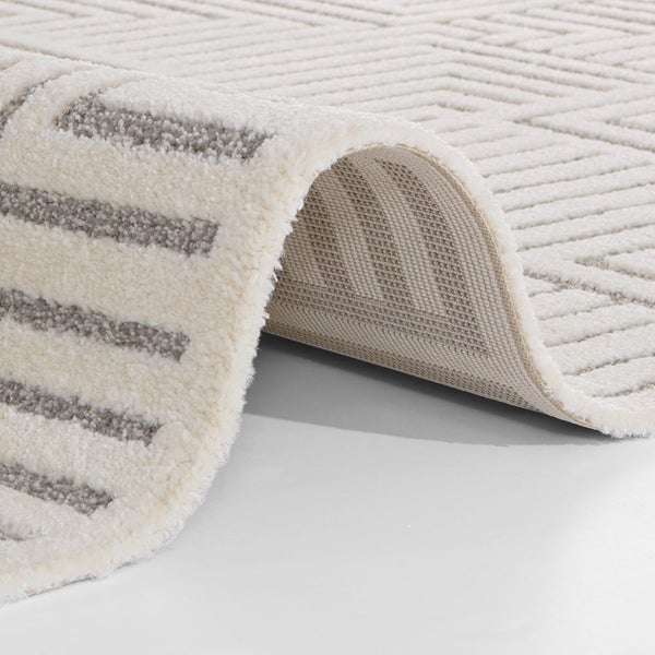 Kurzflor Teppich Manipu Creme Grau - 80x150x1,4cm