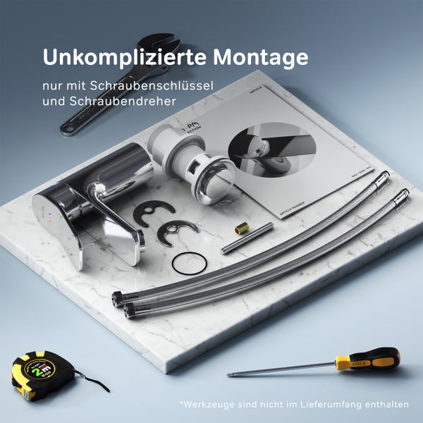 AM.PM Waschtischarmatur mit Einhebelmischer mit Klick-Ablaufgarnitur FXA82100 X-Joy