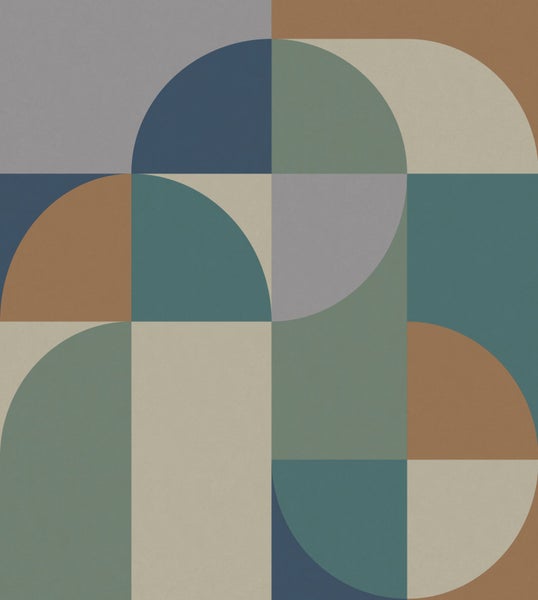 Grafisches Muster mit Quadraten und Halbkreisen für Wandgestaltung