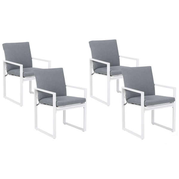 Set mit 4 Stühlen und Sitzkissen PANCOLE Stoff Grau